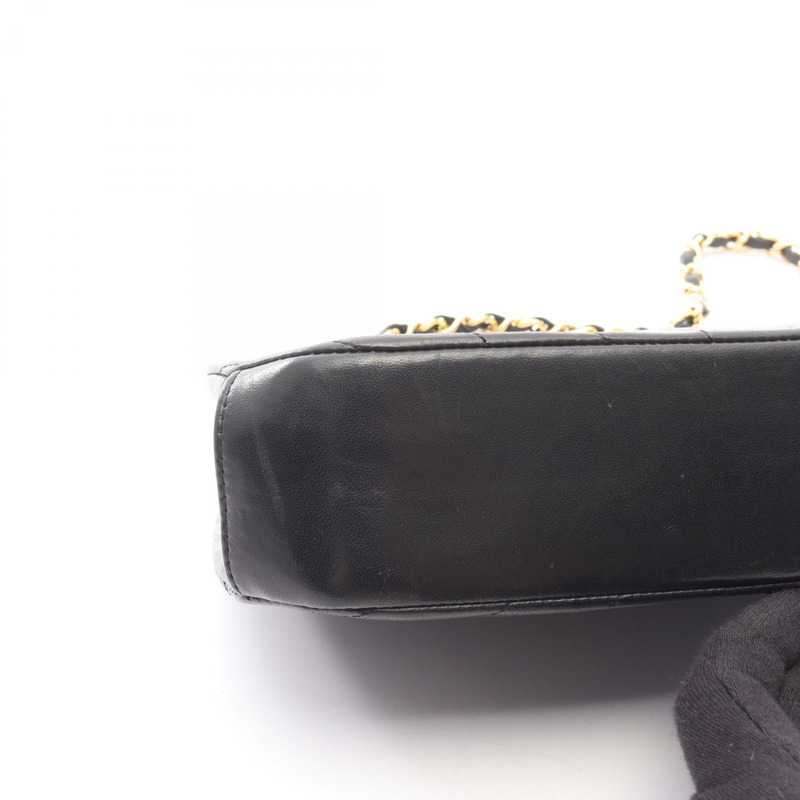 香奈兒 (CHANEL) 人字紋 V 字縫線鏈條單肩手提包，羊皮材質，黑色，金色五金，二手女款-10