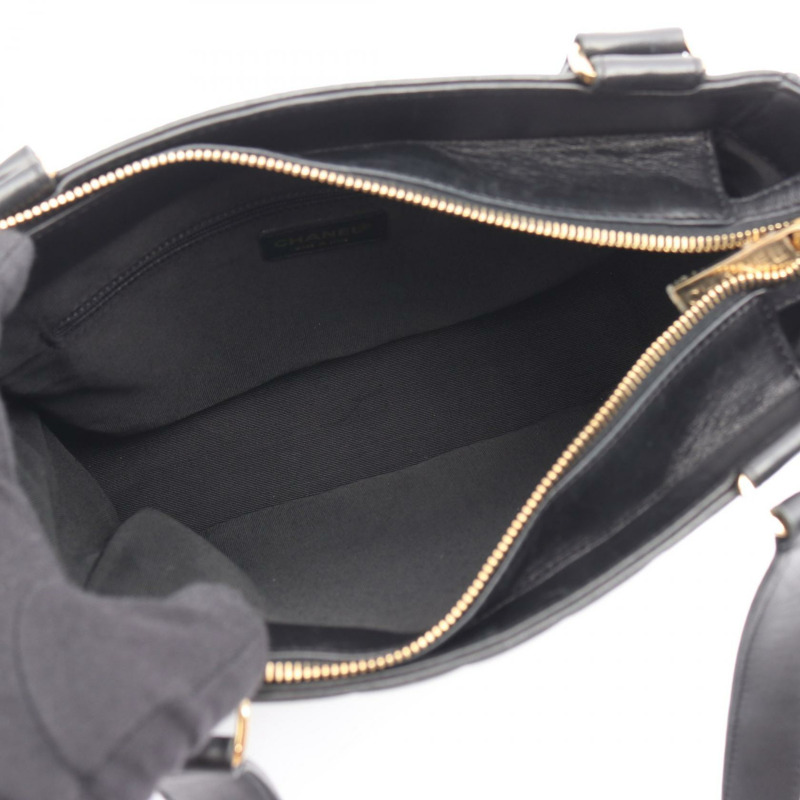 香奈兒巧克力棒手提單肩包，羊皮，黑色，金色五金，二手，女士CC-2