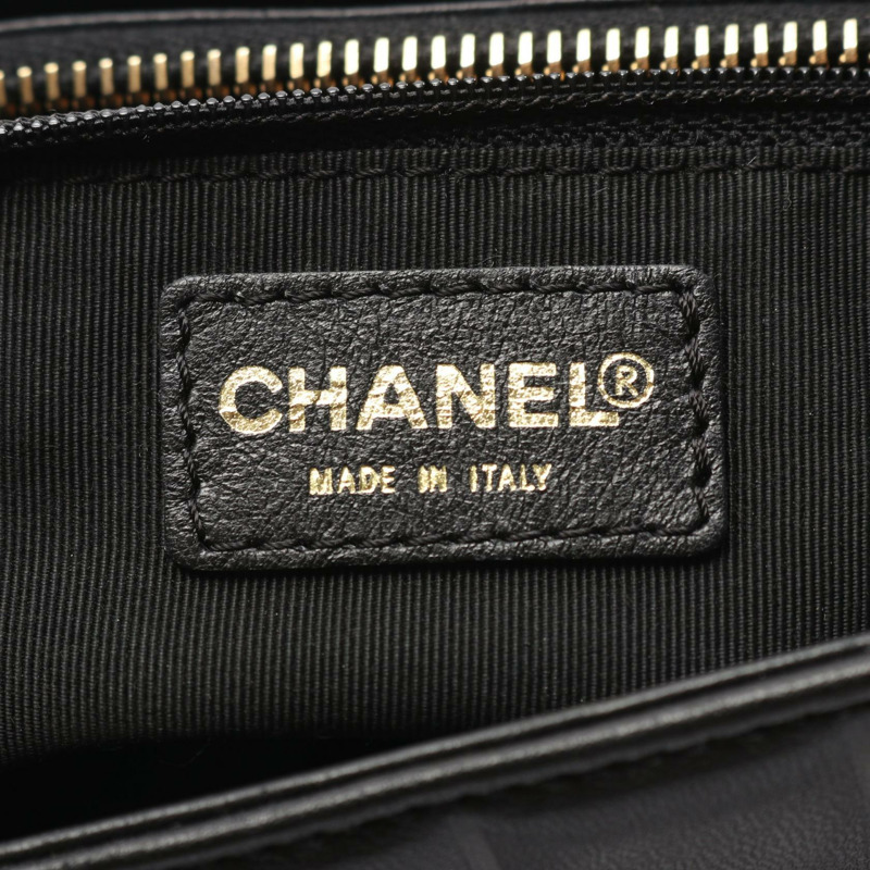 香奈兒巧克力棒手提單肩包，羊皮，黑色，金色五金，二手，女士CC-3