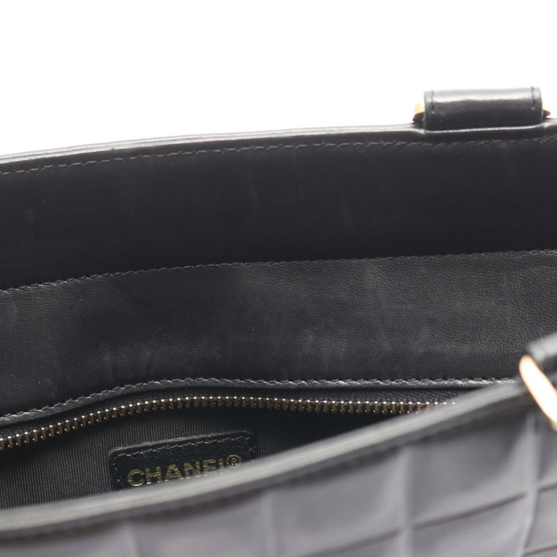 香奈兒巧克力棒手提單肩包，羊皮，黑色，金色五金，二手，女士CC-6
