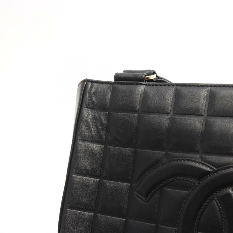 香奈兒巧克力棒手提單肩包，羊皮，黑色，金色五金，二手，女士CC-7