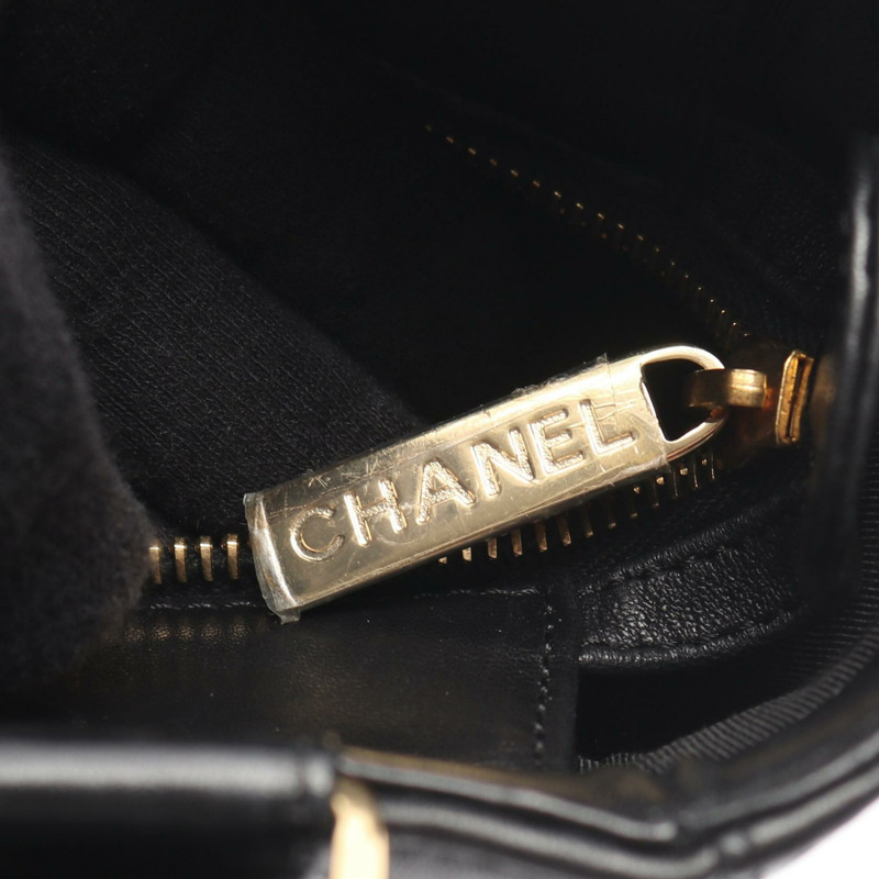 香奈兒巧克力棒手提單肩包，羊皮，黑色，金色五金，二手，女士CC-12