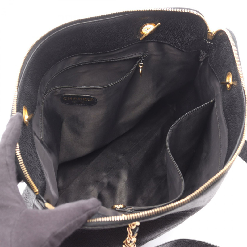 香奈兒 Jumbo COCO 標誌單背包，黑色皮革，二手，女士，金色五金 CC-2