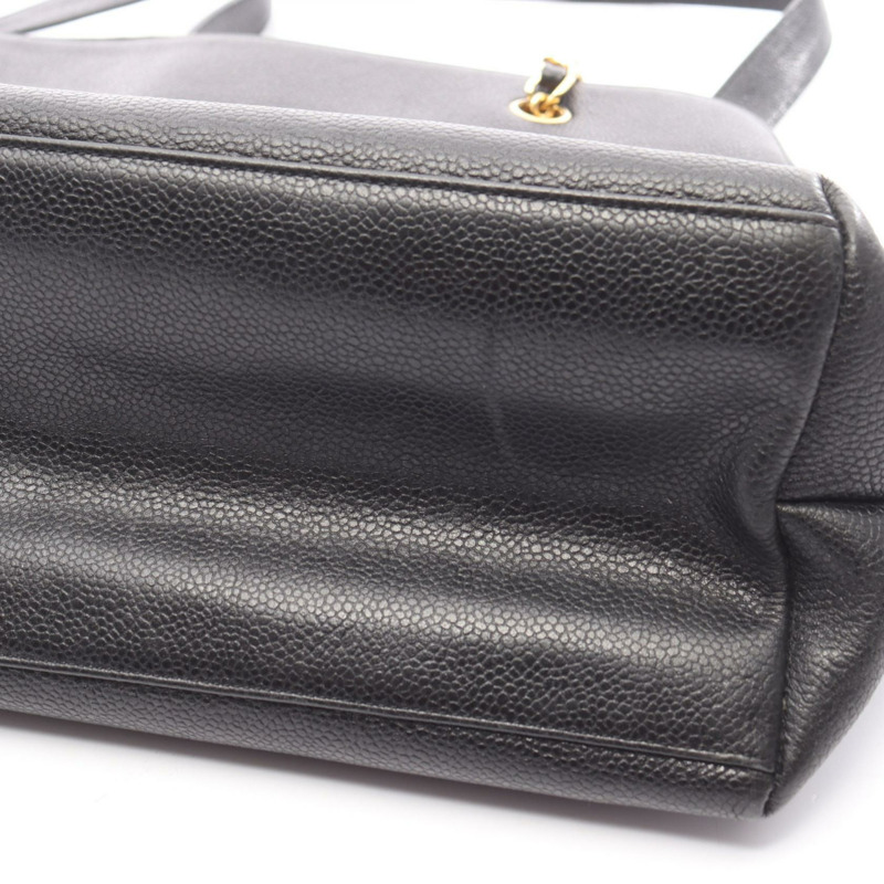 香奈兒 Jumbo COCO 標誌單背包，黑色皮革，二手，女士，金色五金 CC-5