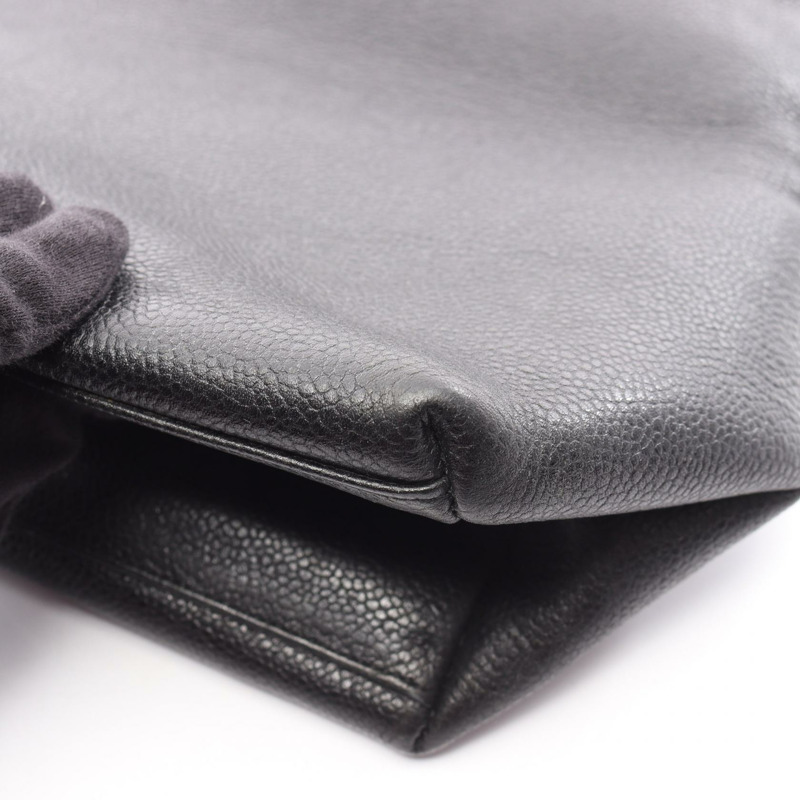 香奈兒 Jumbo COCO 標誌單背包，黑色皮革，二手，女士，金色五金 CC-6