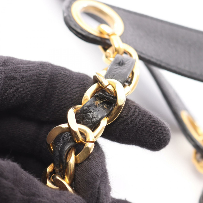 香奈兒 Jumbo COCO 標誌單背包，黑色皮革，二手，女士，金色五金 CC-10