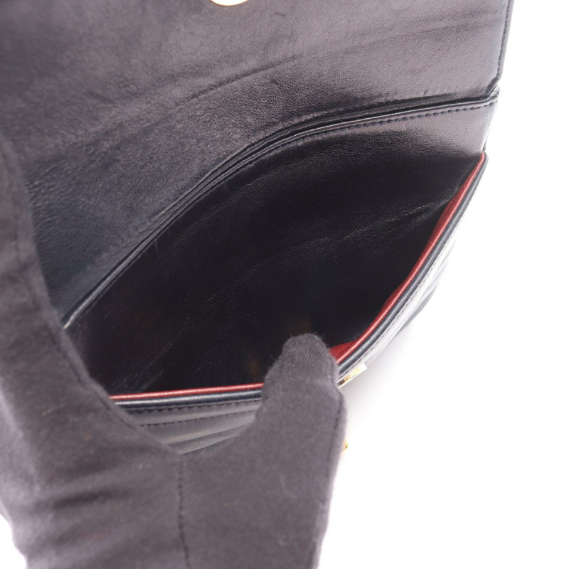 香奈兒 Mademoiselle 迷你鏈條單肩斜挎包，羊皮，海軍藍，金色五金，二手-3