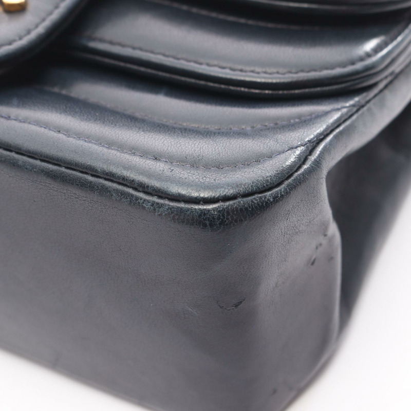 香奈兒 Mademoiselle 迷你鏈條單肩斜挎包，羊皮，海軍藍，金色五金，二手-7