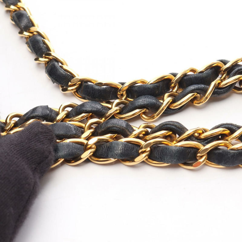 香奈兒 Mademoiselle 迷你鏈條單肩斜挎包，羊皮，海軍藍，金色五金，二手-12