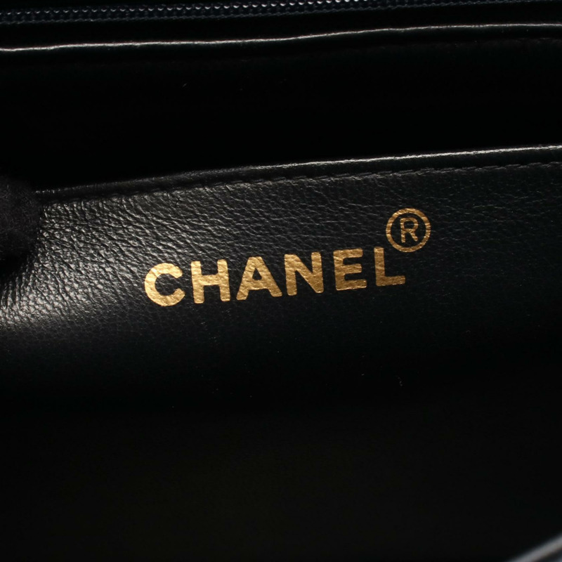 香奈兒 Mademoiselle 鏈條肩背包，粒面小牛皮，黑色，二手，女士，金色五金-3