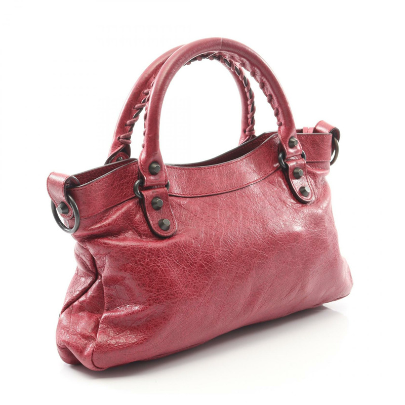 BALENCIAGA 首款紅色二手女士皮革單肩手提包-1