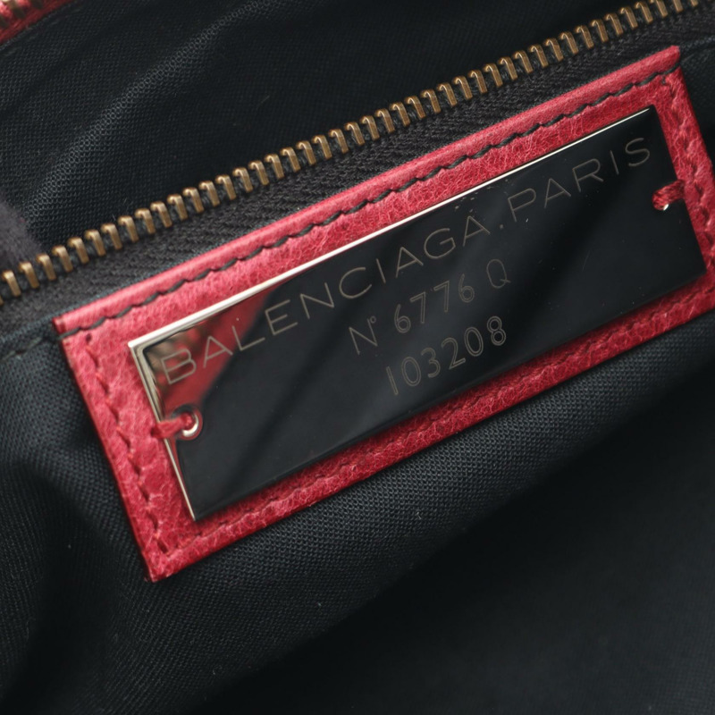BALENCIAGA 首款紅色二手女士皮革單肩手提包-3