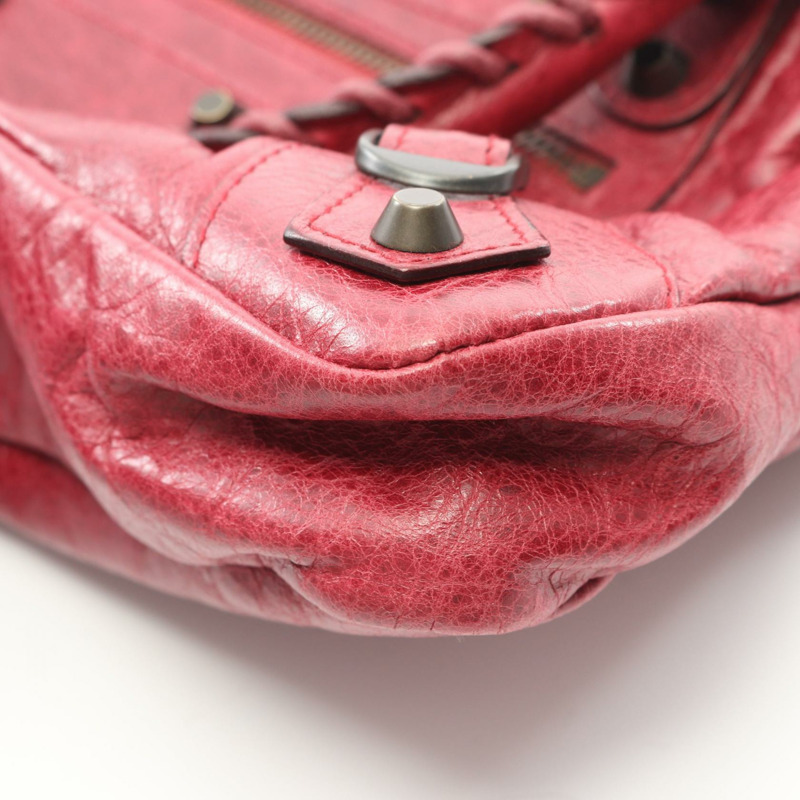 BALENCIAGA 首款紅色二手女士皮革單肩手提包-4