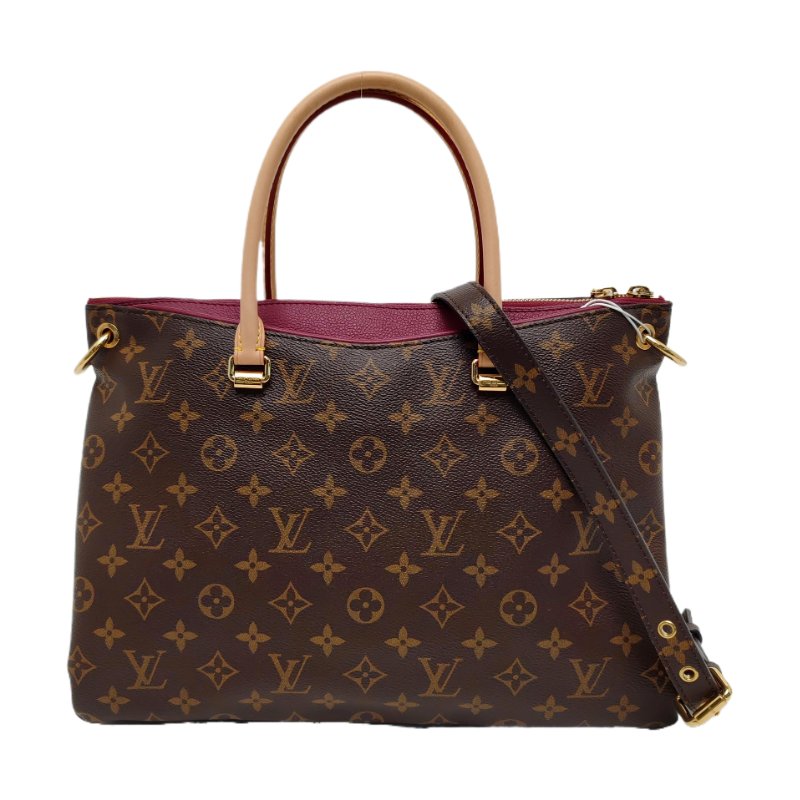 LOUIS VUITTON PALLAS棕色塗層帆布老花單肩包手提包斜挎包金色五金可拆卸肩帶-0