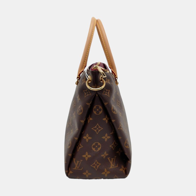 LOUIS VUITTON PALLAS棕色塗層帆布老花單肩包手提包斜挎包金色五金可拆卸肩帶-2