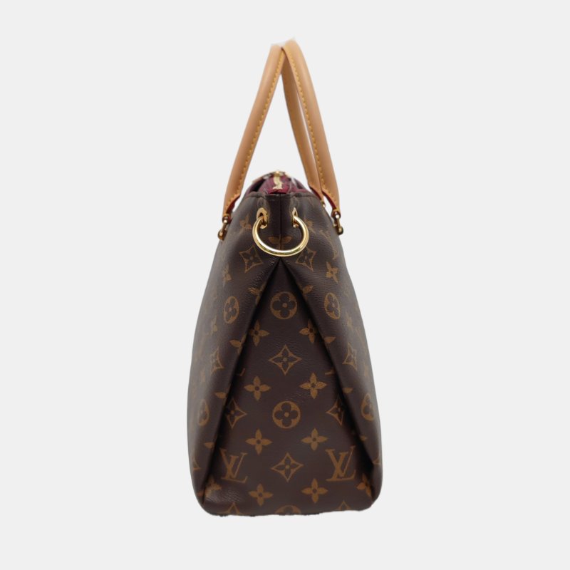 LOUIS VUITTON PALLAS棕色塗層帆布老花單肩包手提包斜挎包金色五金可拆卸肩帶-3