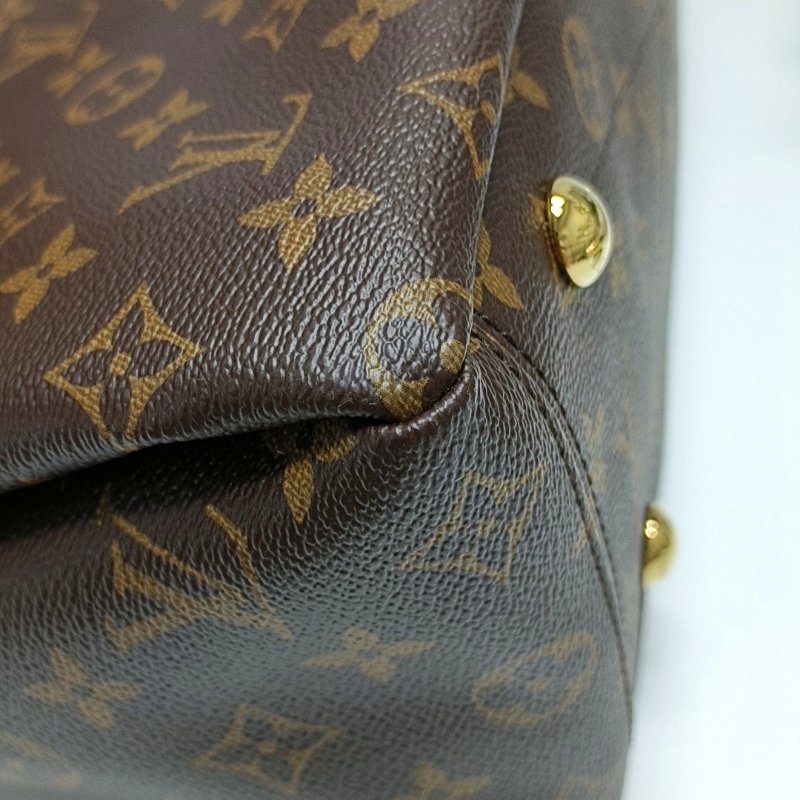 LOUIS VUITTON PALLAS棕色塗層帆布老花單肩包手提包斜挎包金色五金可拆卸肩帶-9