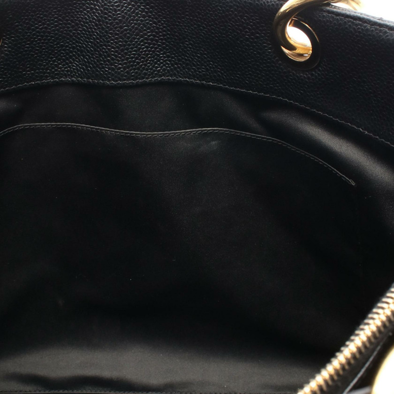 香奈兒 Matelasse Grand Shopping GST 手提包鏈條肩背包，皮革材質，金色五金，黑色-5