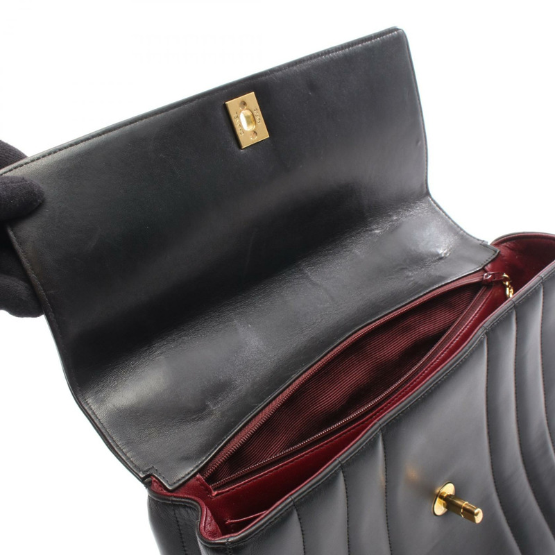 香奈兒 Mademoiselle 女士黑色羊皮手提包，二手女款-6