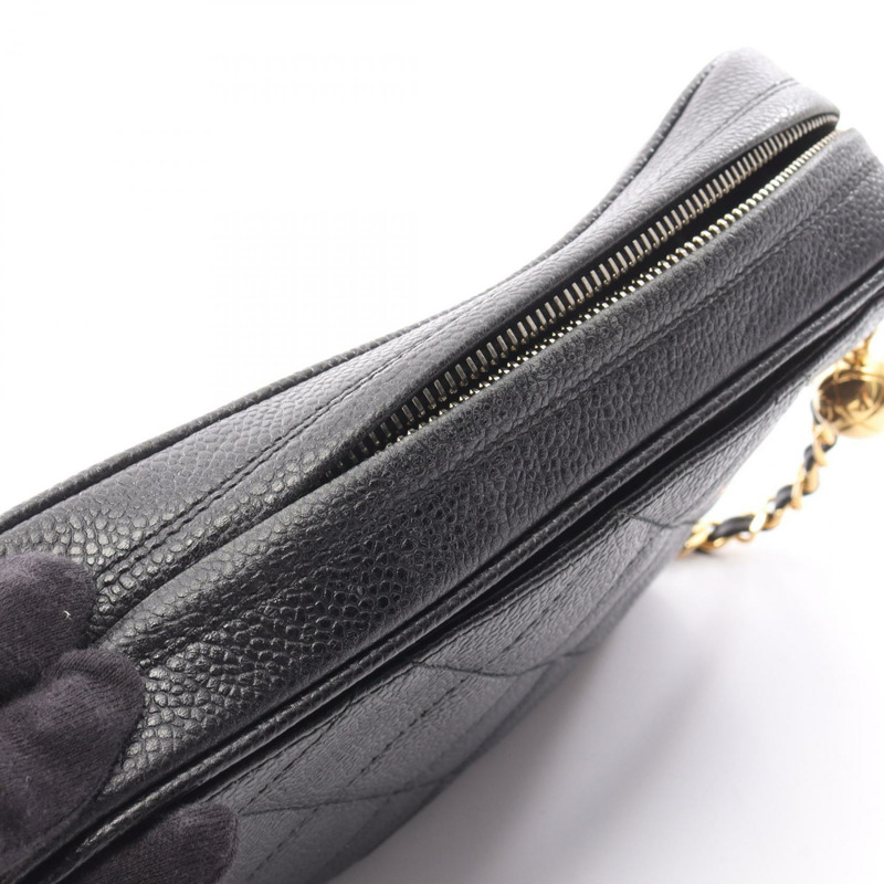 香奈兒 (CHANEL) Matelasse 鏈條肩背斜背包，黑色小牛皮，金色五金，二手 CC-6