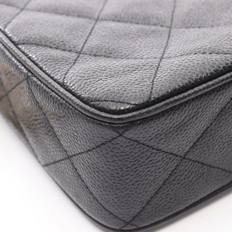 香奈兒 (CHANEL) Matelasse 鏈條肩背斜背包，黑色小牛皮，金色五金，二手 CC-9