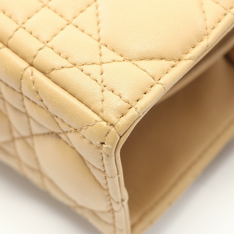 Christian Dior Lady Dior 大型 Cannage 手提單肩包，米色皮革，二手-5