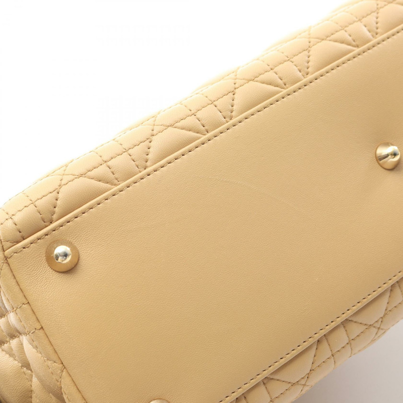 Christian Dior Lady Dior 大型 Cannage 手提單肩包，米色皮革，二手-7