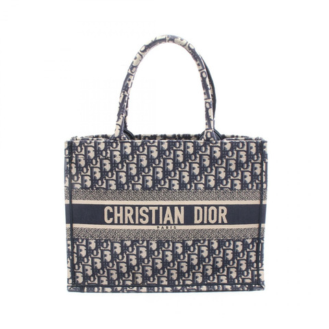 Christian Dior BOOK TOTE 中型手提包 M1296ZRIW 帆布海軍藍/米色 二手女士