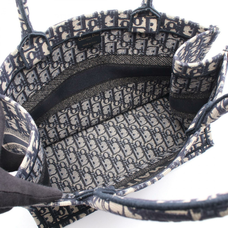 Christian Dior BOOK TOTE 中型手提包 M1296ZRIW 帆布海軍藍/米色 二手女士-2