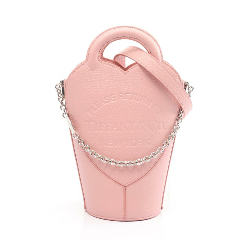 TIFFANY＆CO 返回 TIFFANY 迷你鏈斜背包 皮革 粉紅色 二手-0