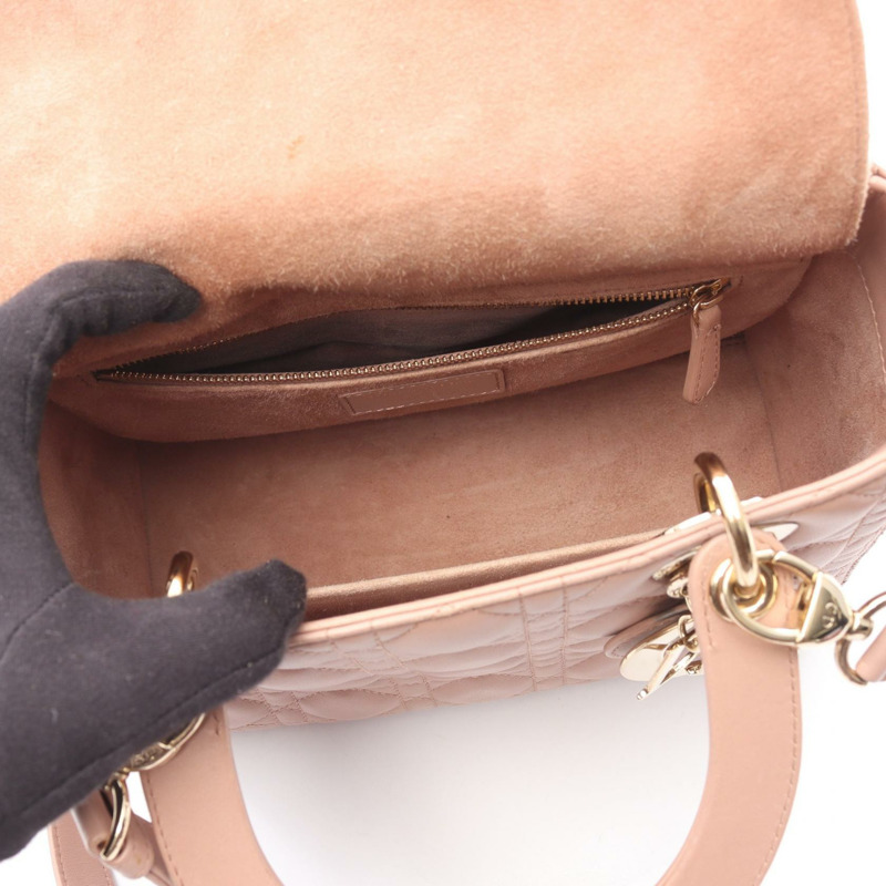 Christian Dior LADY DIOR Cannage 手提斜背包單肩包 粉紅色-2