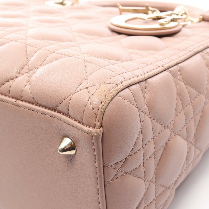 Christian Dior LADY DIOR Cannage 手提斜背包單肩包 粉紅色-6