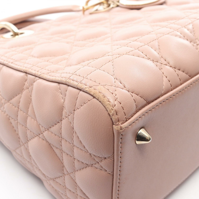 Christian Dior LADY DIOR Cannage 手提斜背包單肩包 粉紅色-7