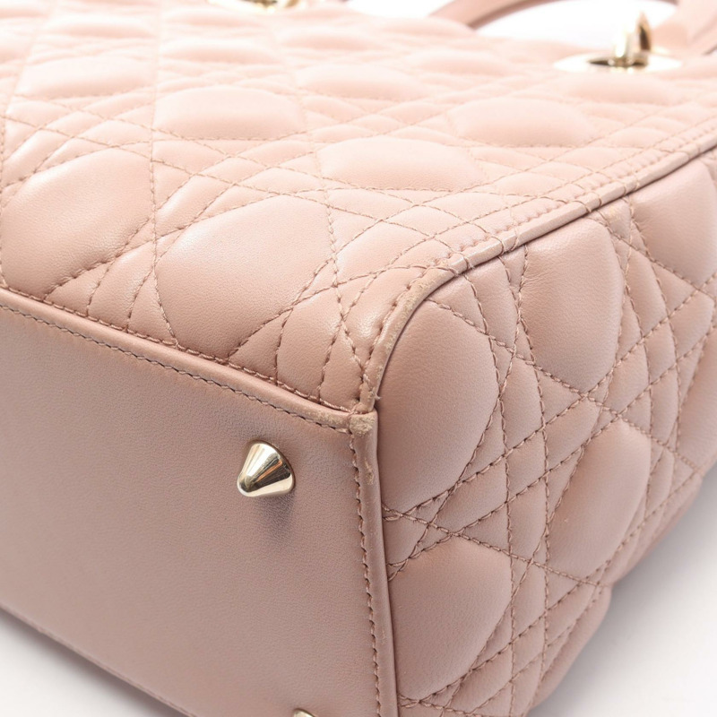 Christian Dior LADY DIOR Cannage 手提斜背包單肩包 粉紅色-8