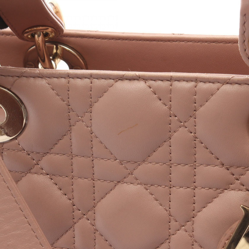 Christian Dior LADY DIOR Cannage 手提斜背包單肩包 粉紅色-14