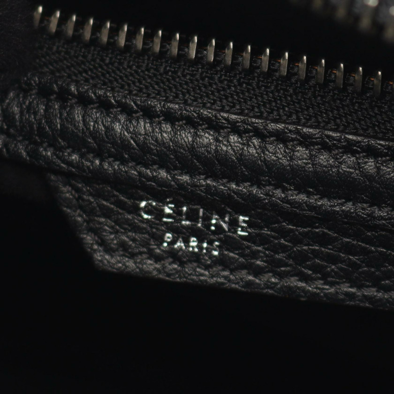 CELINE Luggage 迷你購物手提包，黑色皮革，二手女款-3
