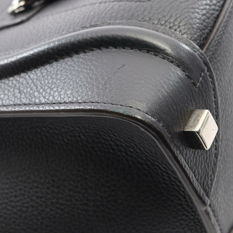 CELINE Luggage 迷你購物手提包，黑色皮革，二手女款-5