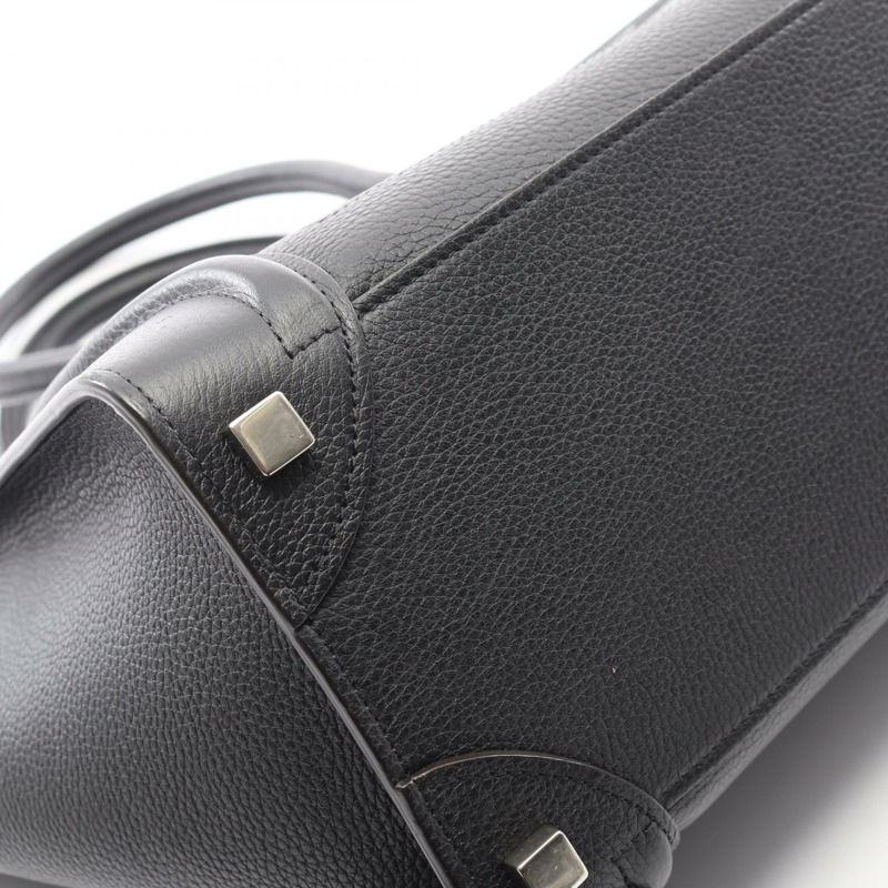 CELINE Luggage 迷你購物手提包，黑色皮革，二手女款-8