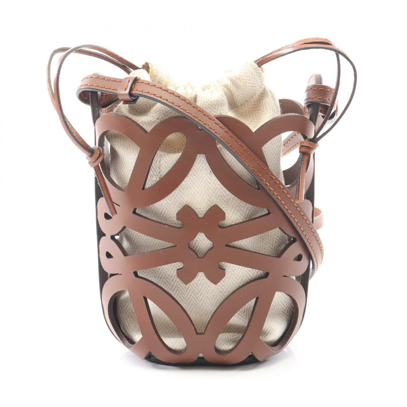 LOEWE Anagram 鏤空口袋肩斜背包 C922Y62X02 皮革 二手-0