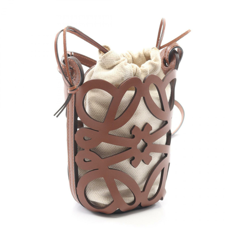 LOEWE Anagram 鏤空口袋肩斜背包 C922Y62X02 皮革 二手-1