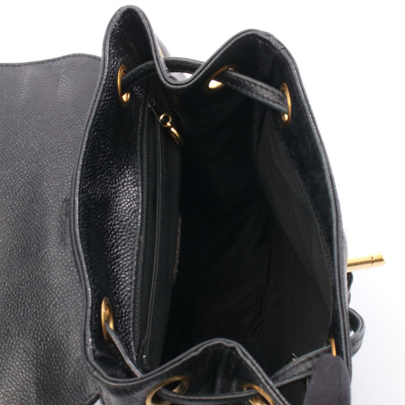 香奈兒 (CHANEL) Triple COCO Mark 雙肩包，黑色小牛皮材質，二手女款，金色五金配件-2