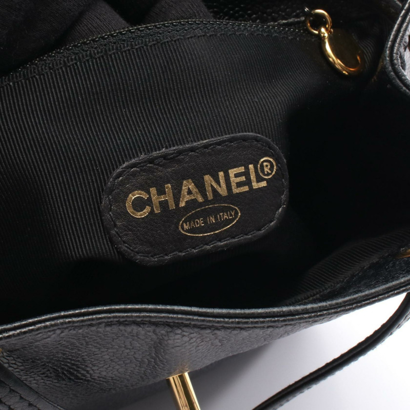 香奈兒 (CHANEL) Triple COCO Mark 雙肩包，黑色小牛皮材質，二手女款，金色五金配件-3