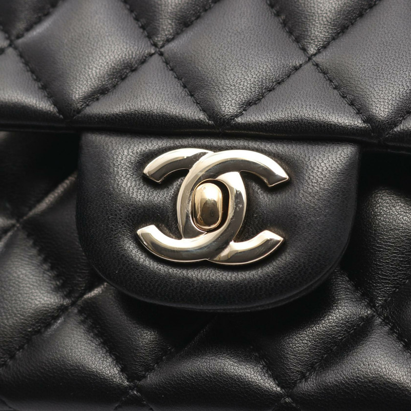 香奈兒 (CHANEL) Matelasse 經典鏈條肩背包，羊皮材質，黑色，二手，金色五金-6