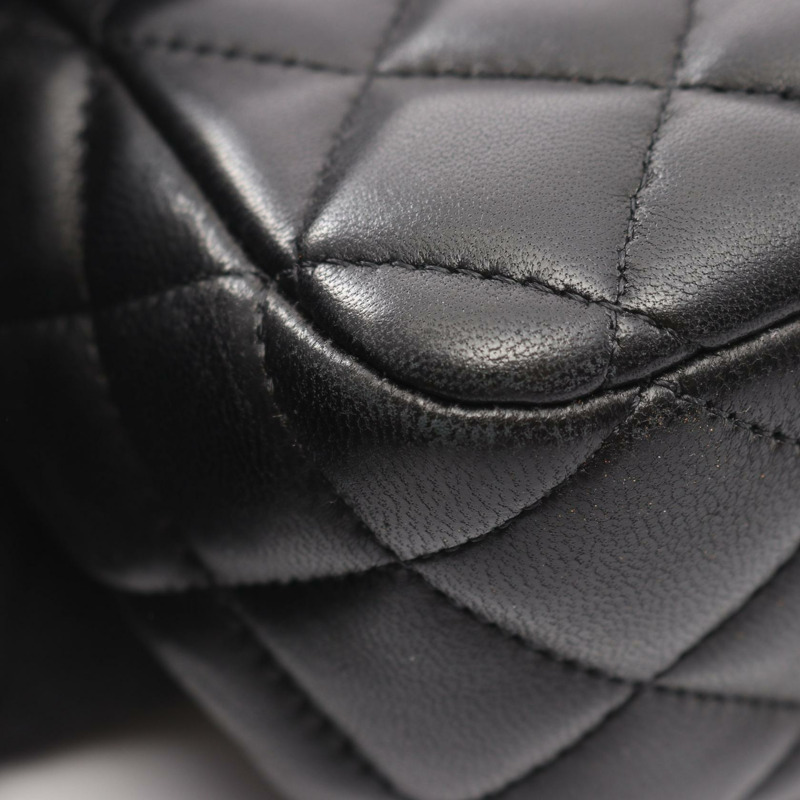 香奈兒 (CHANEL) Matelasse 經典鏈條肩背包，羊皮材質，黑色，二手，金色五金-9