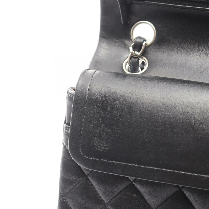 香奈兒 (CHANEL) Matelasse W 翻蓋鏈條單肩包，羊皮材質，黑色，二手，帶五金配件-6