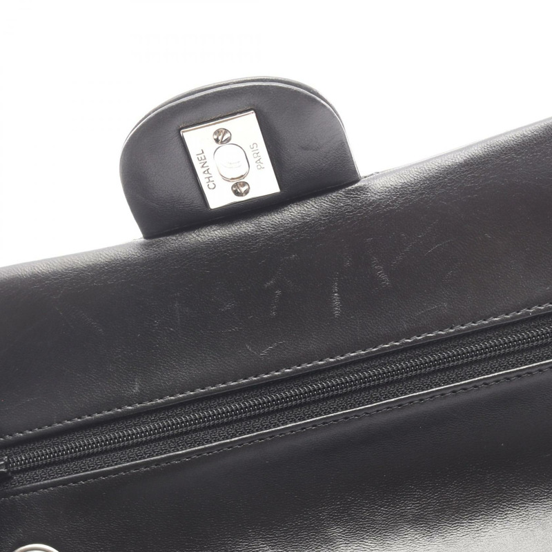 香奈兒 (CHANEL) Matelasse W 翻蓋鏈條單肩包，羊皮材質，黑色，二手，帶五金配件-7