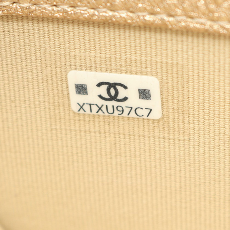 香奈兒 (CHANEL) 絎縫 AirPods 保護套零錢包，羊皮材質，金色，二手，女士，GHW-5