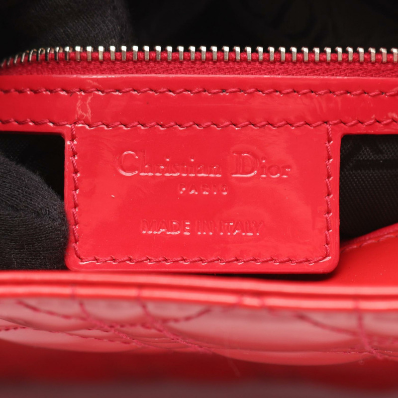 Dior Lady Dior 大單肩手提包，漆皮紅色，二手女款-3