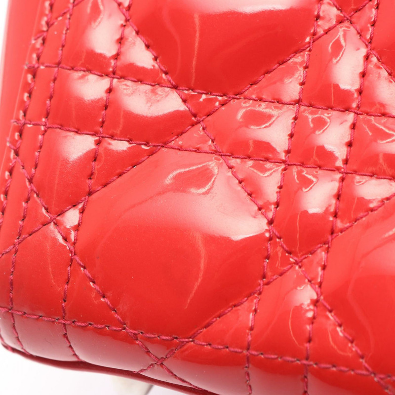 Dior Lady Dior 大單肩手提包，漆皮紅色，二手女款-11