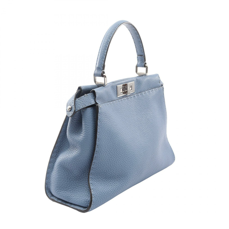 FENDI Peekaboo Regular Selleria 單肩斜背包，藍色二手皮革款-1